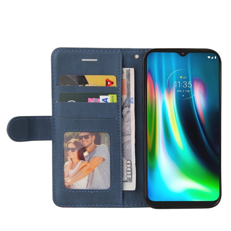 For Motorola Moto G9 Play Dual-color Splicing Horizontal Flip PU Leather Case with Holder & Card Slots & Wallet
