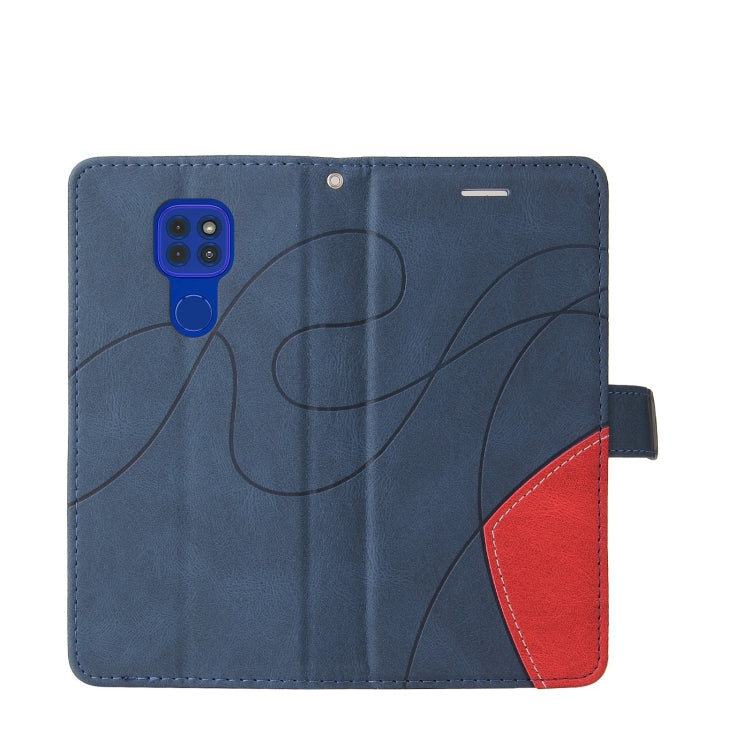 For Motorola Moto G9 Play Dual-color Splicing Horizontal Flip PU Leather Case with Holder & Card Slots & Wallet
