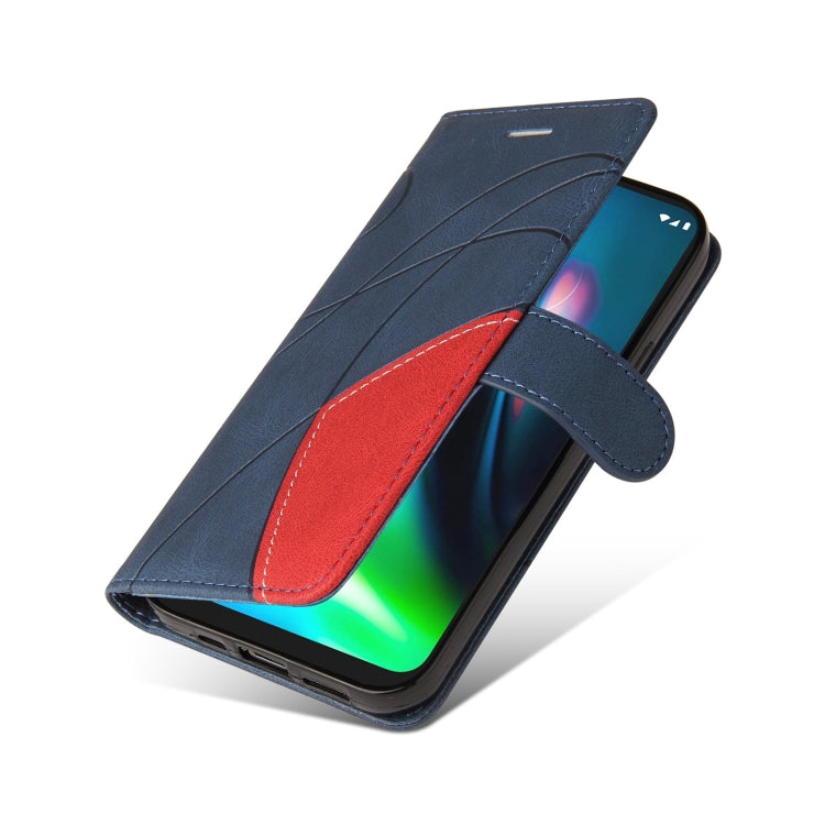 For Motorola Moto G9 Play Dual-color Splicing Horizontal Flip PU Leather Case with Holder & Card Slots & Wallet