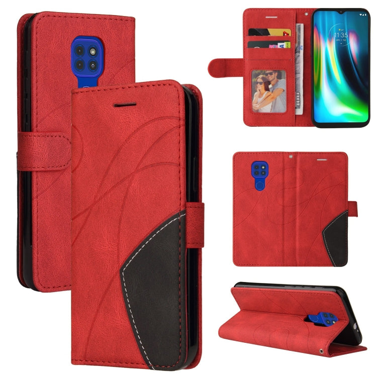 For Motorola Moto G9 Play Dual-color Splicing Horizontal Flip PU Leather Case with Holder & Card Slots & Wallet