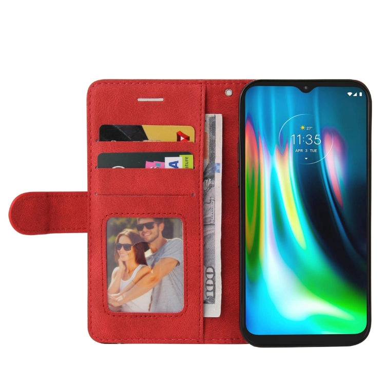 For Motorola Moto G9 Play Dual-color Splicing Horizontal Flip PU Leather Case with Holder & Card Slots & Wallet