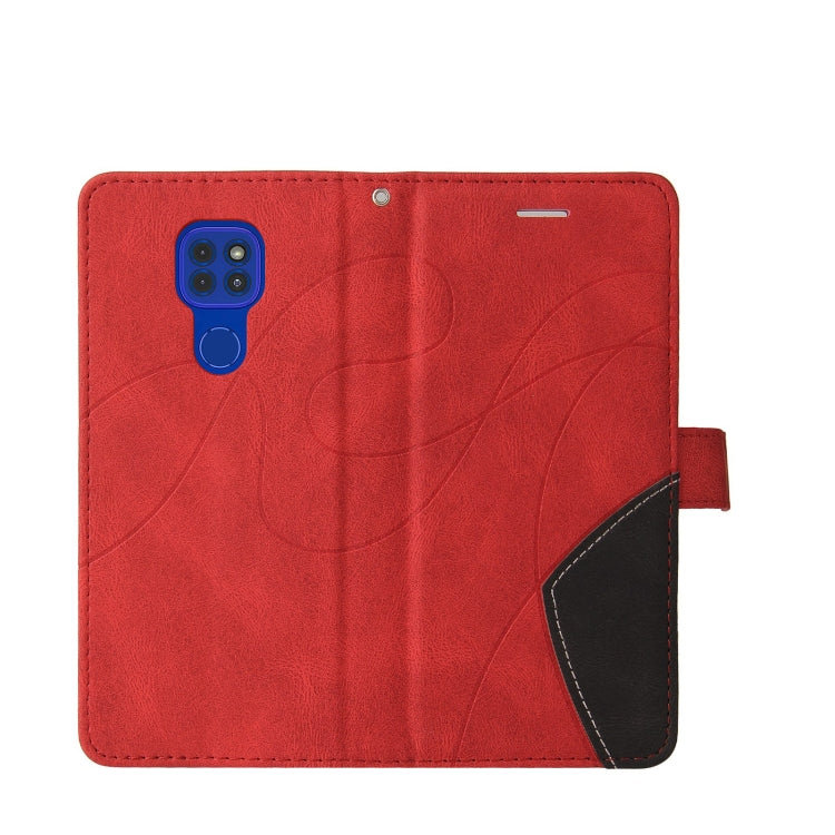 For Motorola Moto G9 Play Dual-color Splicing Horizontal Flip PU Leather Case with Holder & Card Slots & Wallet