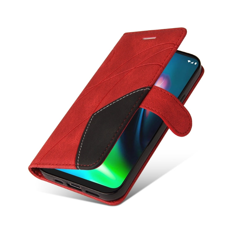 For Motorola Moto G9 Play Dual-color Splicing Horizontal Flip PU Leather Case with Holder & Card Slots & Wallet