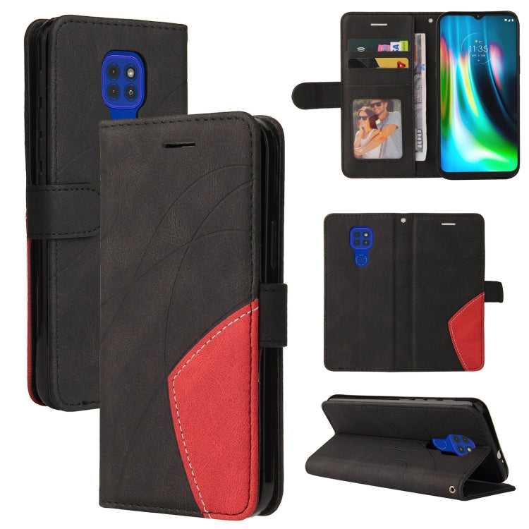 For Motorola Moto G9 Play Dual-color Splicing Horizontal Flip PU Leather Case with Holder & Card Slots & Wallet