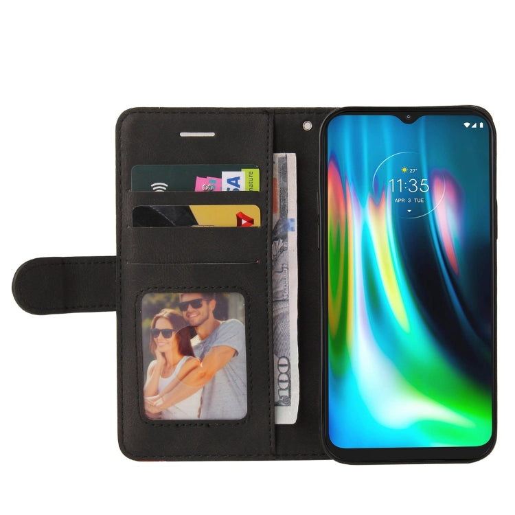 For Motorola Moto G9 Play Dual-color Splicing Horizontal Flip PU Leather Case with Holder & Card Slots & Wallet