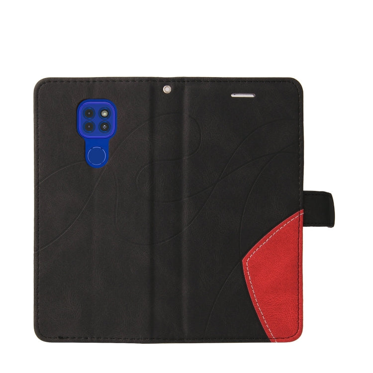 For Motorola Moto G9 Play Dual-color Splicing Horizontal Flip PU Leather Case with Holder & Card Slots & Wallet