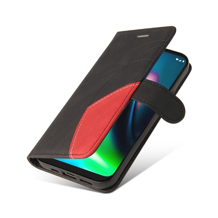 For Motorola Moto G9 Play Dual-color Splicing Horizontal Flip PU Leather Case with Holder & Card Slots & Wallet