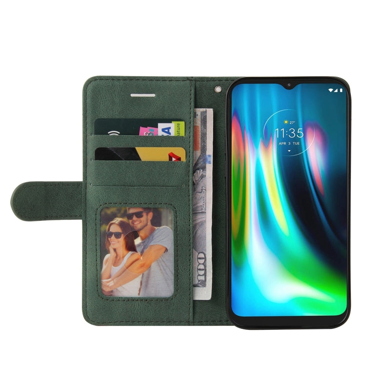 For Motorola Moto G9 Play Dual-color Splicing Horizontal Flip PU Leather Case with Holder & Card Slots & Wallet