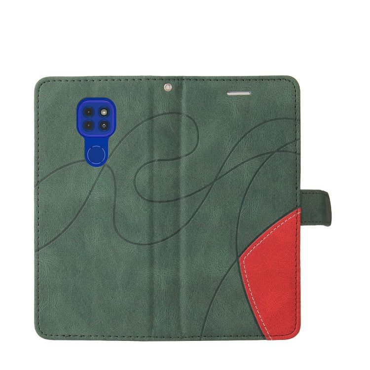 For Motorola Moto G9 Play Dual-color Splicing Horizontal Flip PU Leather Case with Holder & Card Slots & Wallet