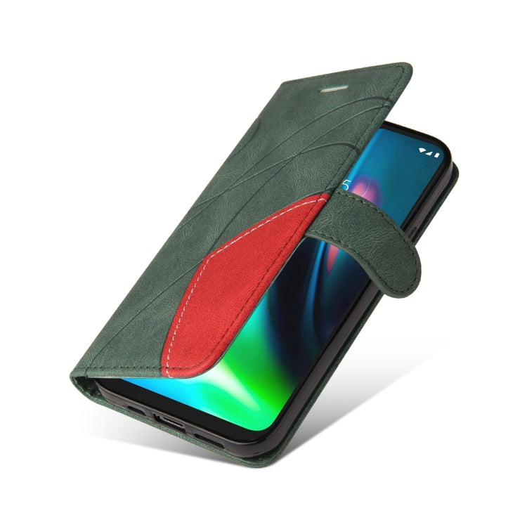 For Motorola Moto G9 Play Dual-color Splicing Horizontal Flip PU Leather Case with Holder & Card Slots & Wallet