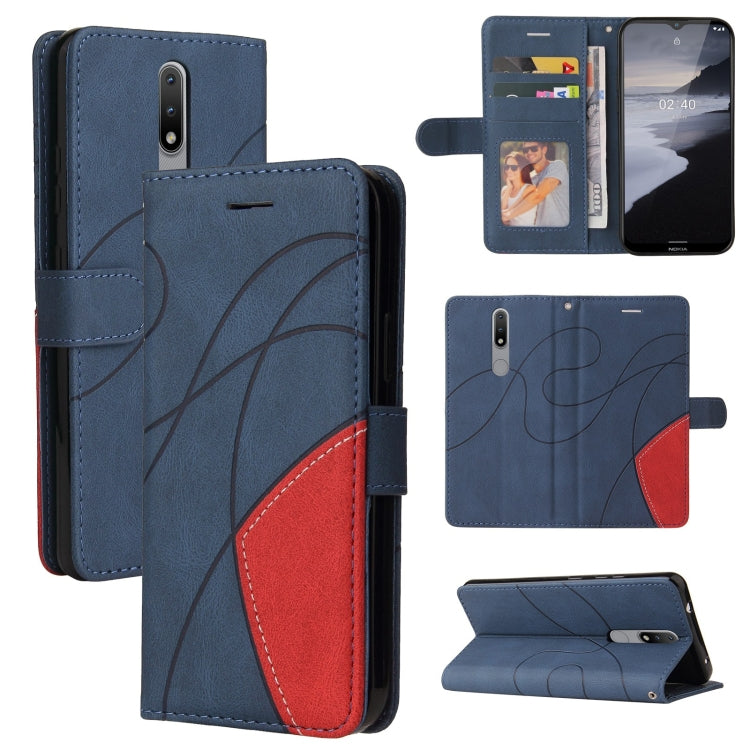 For Nokia 2.4 Dual-color Splicing Horizontal Flip PU Leather Case with Holder & Card Slots & Wallet