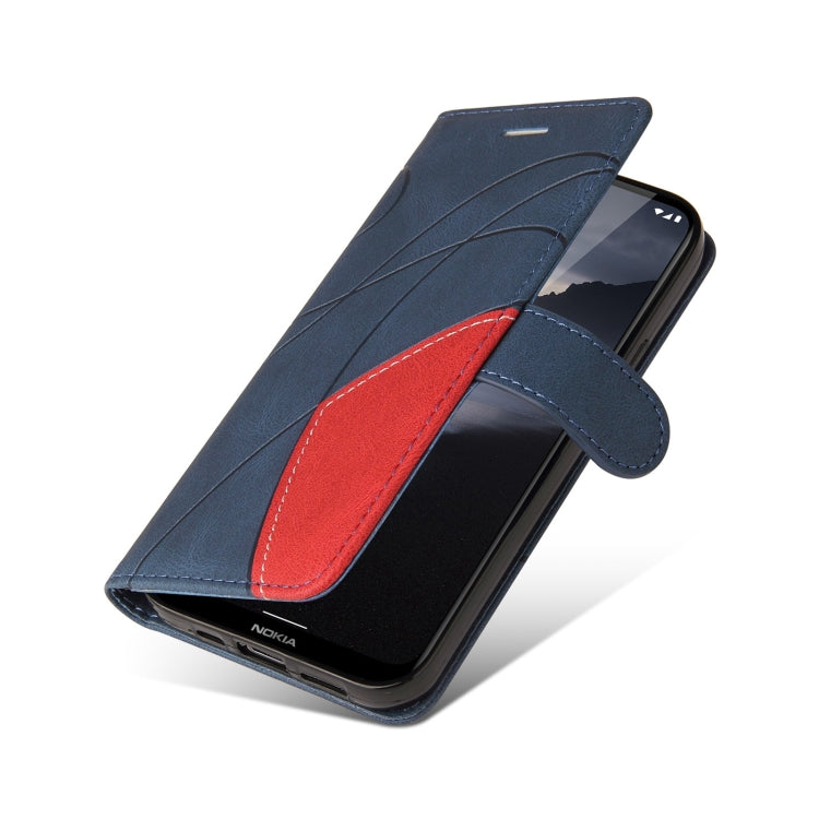 For Nokia 2.4 Dual-color Splicing Horizontal Flip PU Leather Case with Holder & Card Slots & Wallet
