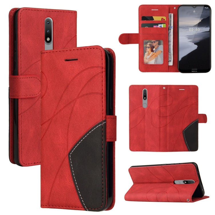 For Nokia 2.4 Dual-color Splicing Horizontal Flip PU Leather Case with Holder & Card Slots & Wallet