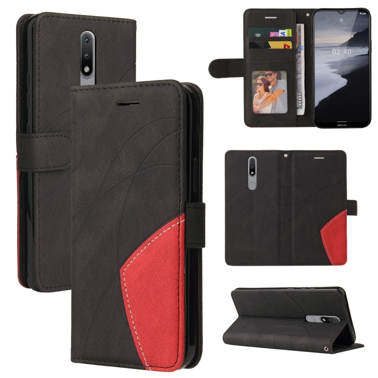 For Nokia 2.4 Dual-color Splicing Horizontal Flip PU Leather Case with Holder & Card Slots & Wallet