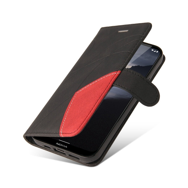 For Nokia 2.4 Dual-color Splicing Horizontal Flip PU Leather Case with Holder & Card Slots & Wallet