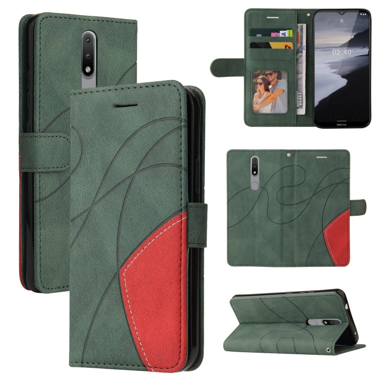 For Nokia 2.4 Dual-color Splicing Horizontal Flip PU Leather Case with Holder & Card Slots & Wallet
