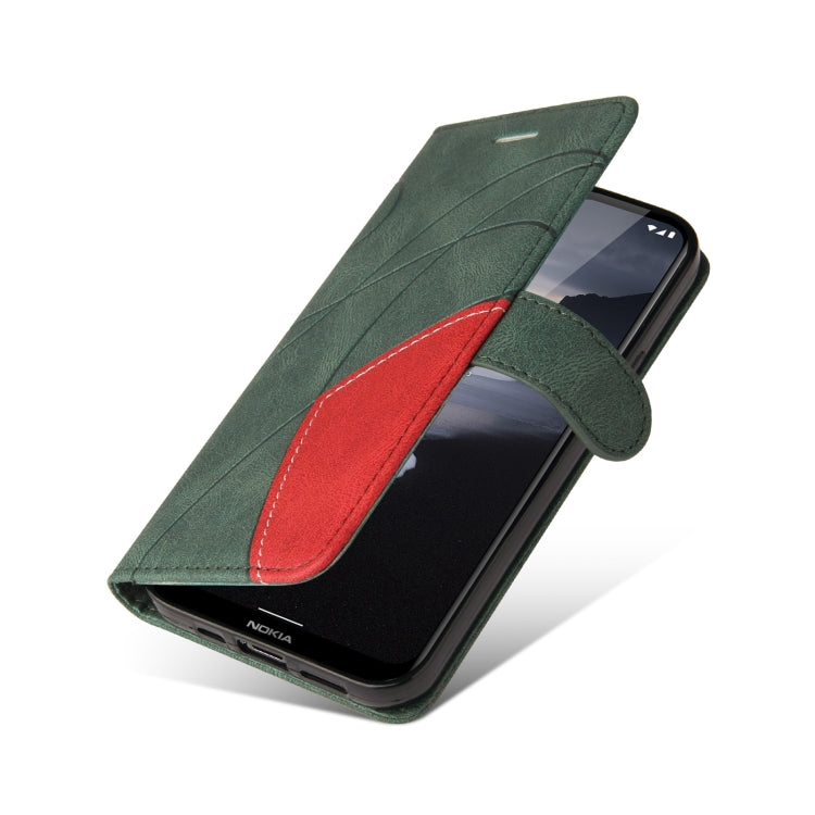 For Nokia 2.4 Dual-color Splicing Horizontal Flip PU Leather Case with Holder & Card Slots & Wallet