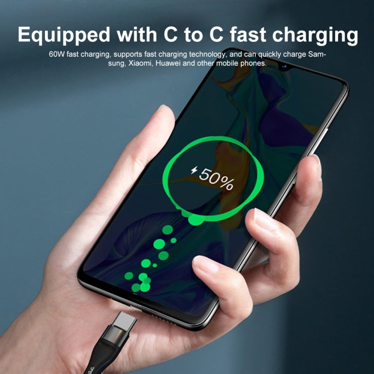 PD 60W USB-C / Type-C to USB-C / Type-C Fast Charging Nylon Braided Data Cable, Cable Length:2m