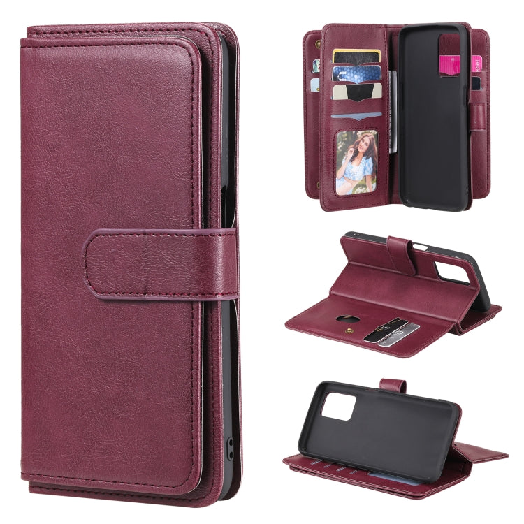 For OPPO Realme V13 5G Multifunctional Magnetic Copper Buckle Horizontal Flip Solid Color Leather Case with 10 Card Slots & Wallet & Holder & Photo Frame