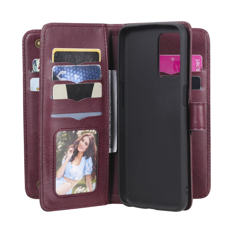 For OPPO Realme V13 5G Multifunctional Magnetic Copper Buckle Horizontal Flip Solid Color Leather Case with 10 Card Slots & Wallet & Holder & Photo Frame
