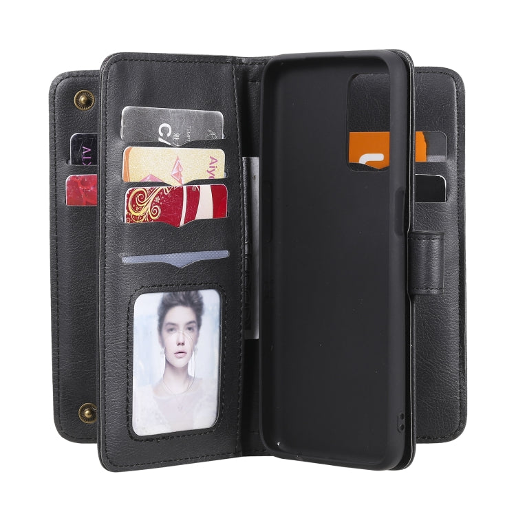 For OPPO Realme V13 5G Multifunctional Magnetic Copper Buckle Horizontal Flip Solid Color Leather Case with 10 Card Slots & Wallet & Holder & Photo Frame