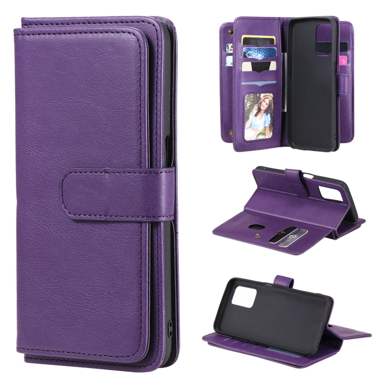 For OPPO Realme V13 5G Multifunctional Magnetic Copper Buckle Horizontal Flip Solid Color Leather Case with 10 Card Slots & Wallet & Holder & Photo Frame