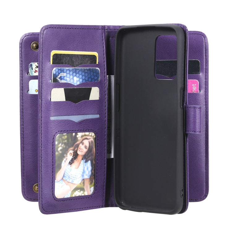 For OPPO Realme V13 5G Multifunctional Magnetic Copper Buckle Horizontal Flip Solid Color Leather Case with 10 Card Slots & Wallet & Holder & Photo Frame