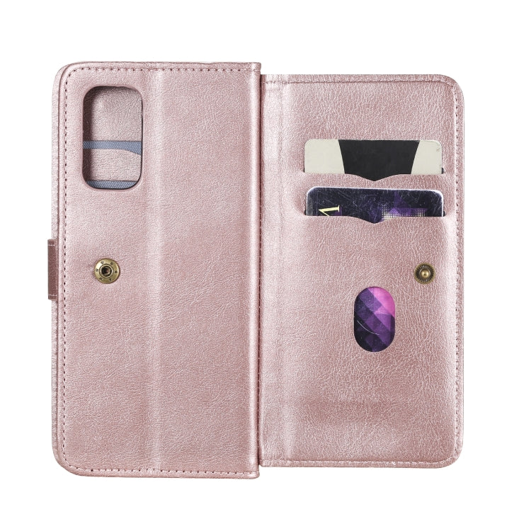 For OPPO Realme V13 5G Multifunctional Magnetic Copper Buckle Horizontal Flip Solid Color Leather Case with 10 Card Slots & Wallet & Holder & Photo Frame