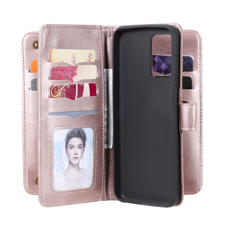 For OPPO Realme V13 5G Multifunctional Magnetic Copper Buckle Horizontal Flip Solid Color Leather Case with 10 Card Slots & Wallet & Holder & Photo Frame