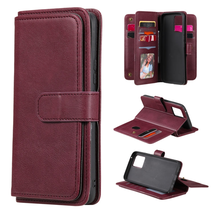 For OPPO Realme 8 Pro Multifunctional Magnetic Copper Buckle Horizontal Flip Solid Color Leather Case with 10 Card Slots & Wallet & Holder & Photo Frame