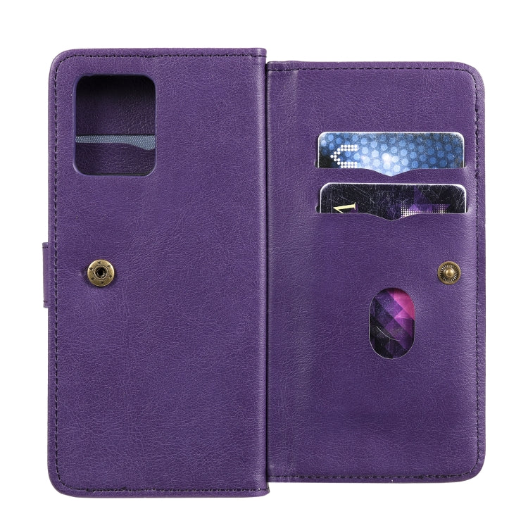 For OPPO Realme 8 Pro Multifunctional Magnetic Copper Buckle Horizontal Flip Solid Color Leather Case with 10 Card Slots & Wallet & Holder & Photo Frame