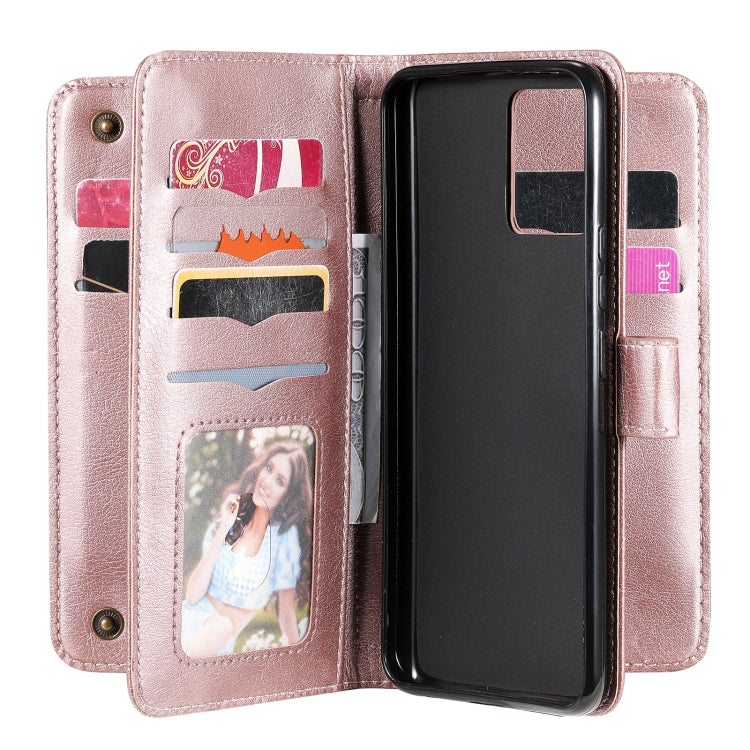 For OPPO Realme 8 Pro Multifunctional Magnetic Copper Buckle Horizontal Flip Solid Color Leather Case with 10 Card Slots & Wallet & Holder & Photo Frame