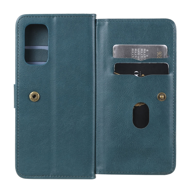 For OPPO Reno5 5G Multifunctional Magnetic Copper Buckle Horizontal Flip Solid Color Leather Case with 10 Card Slots & Wallet & Holder & Photo Frame