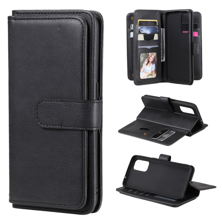 For OPPO Reno5 5G Multifunctional Magnetic Copper Buckle Horizontal Flip Solid Color Leather Case with 10 Card Slots & Wallet & Holder & Photo Frame