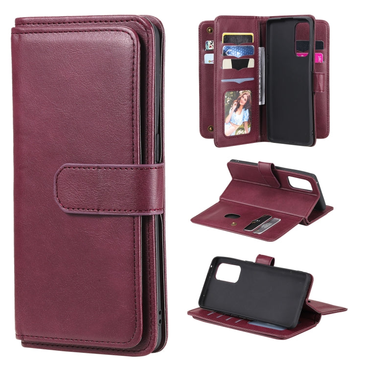 For OPPO Reno5 Pro 5G Multifunctional Magnetic Copper Buckle Horizontal Flip Solid Color Leather Case with 10 Card Slots & Wallet & Holder & Photo Frame