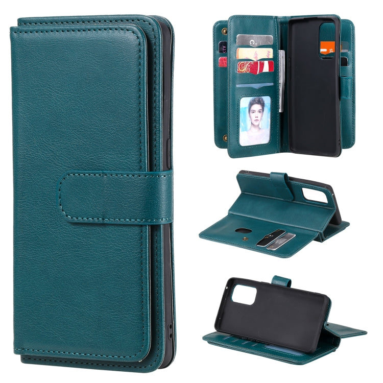 For OPPO Reno5 Pro 5G Multifunctional Magnetic Copper Buckle Horizontal Flip Solid Color Leather Case with 10 Card Slots & Wallet & Holder & Photo Frame