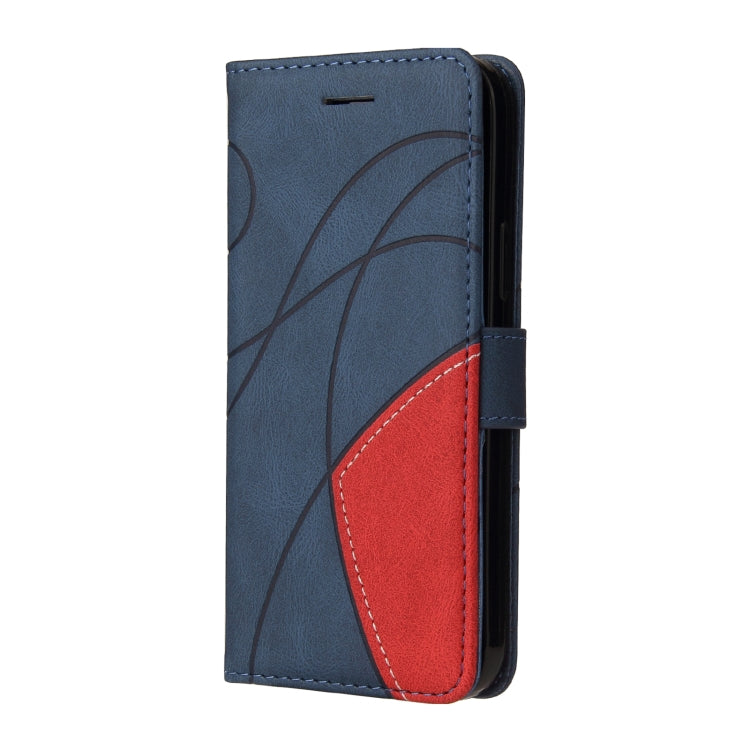 For OPPO A15 Dual-color Splicing Horizontal Flip PU Leather Case with Holder & Card Slots & Wallet