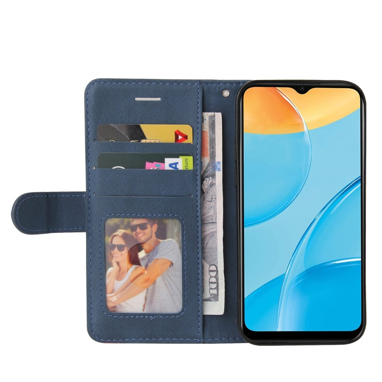 For OPPO A15 Dual-color Splicing Horizontal Flip PU Leather Case with Holder & Card Slots & Wallet