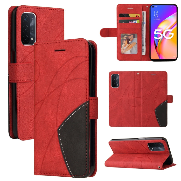 For OPPO A93 5G Dual-color Splicing Horizontal Flip PU Leather Case with Holder & Card Slots & Wallet