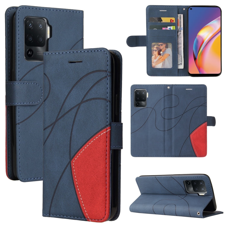 For OPPO A94 5G / 4G / F19 Pro / A95 5G Dual-color Splicing Horizontal Flip PU Leather Case with Holder & Card Slots & Wallet