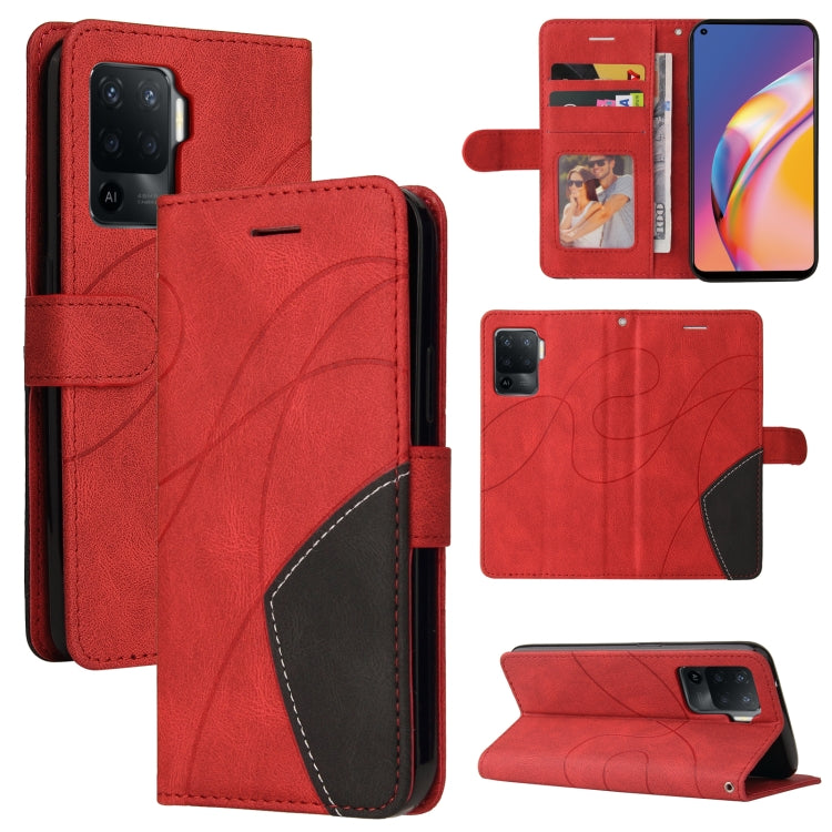 For OPPO A94 5G / 4G / F19 Pro / A95 5G Dual-color Splicing Horizontal Flip PU Leather Case with Holder & Card Slots & Wallet