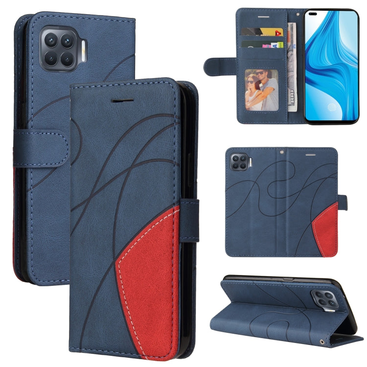 For OPPO F17 Pro / A93 / Reno4 F / Reno4 Lite Dual-color Splicing Horizontal Flip PU Leather Case with Holder & Card Slots & Wallet