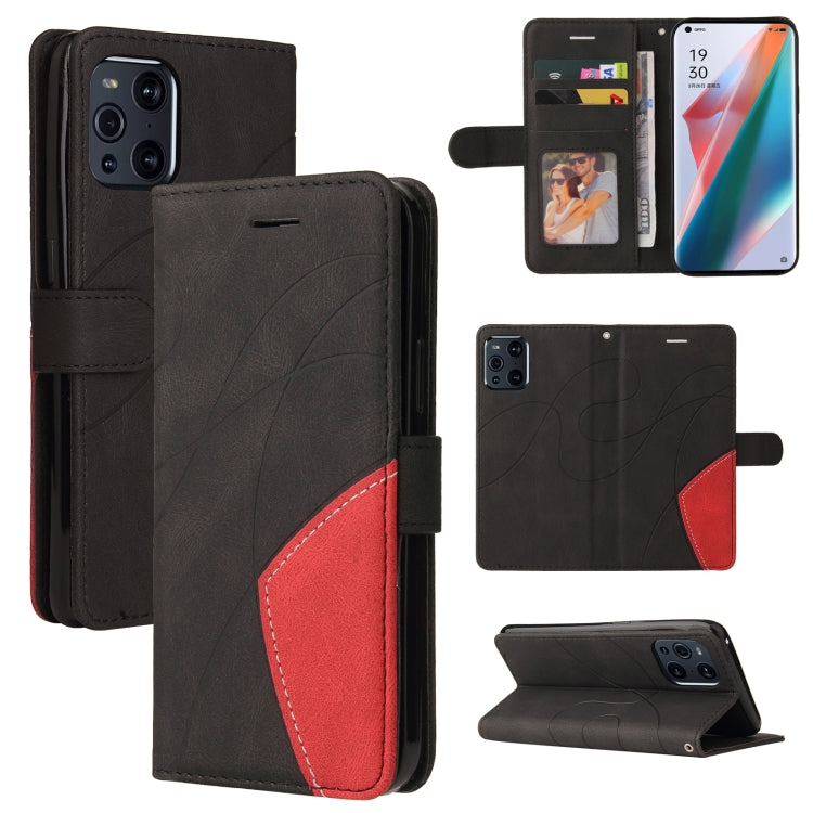 For OPPO Find X3 / Find X3 Pro Dual-color Splicing Horizontal Flip PU Leather Case with Holder & Card Slots & Wallet