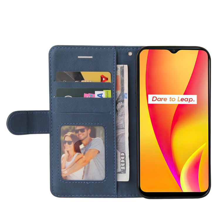 For OPPO Realme C15 Dual-color Splicing Horizontal Flip PU Leather Case with Holder & Card Slots & Wallet