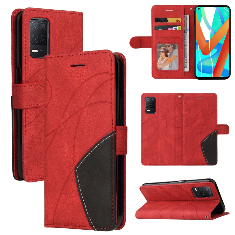 For OPPO Realme V13 5G Dual-color Splicing Horizontal Flip PU Leather Case with Holder & Card Slots & Wallet