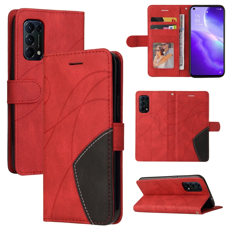 For OPPO Reno5 5G / Find X3 Lite Dual-color Splicing Horizontal Flip PU Leather Case with Holder & Card Slots & Wallet