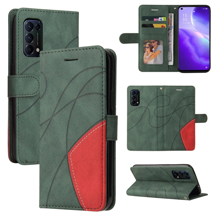 For OPPO Reno5 5G / Find X3 Lite Dual-color Splicing Horizontal Flip PU Leather Case with Holder & Card Slots & Wallet