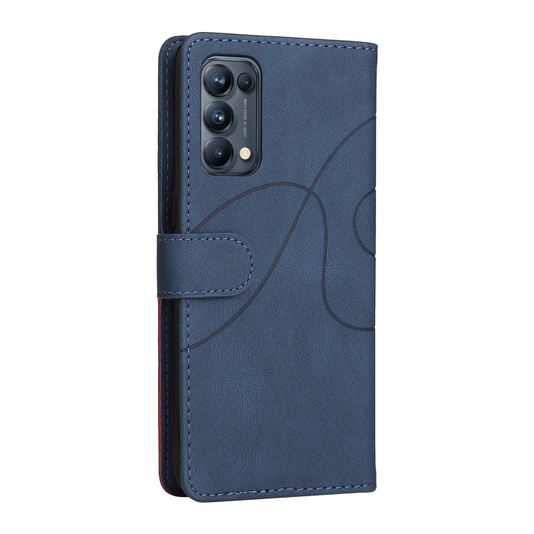 For OPPO Reno5 Pro 5G Dual-color Splicing Horizontal Flip PU Leather Case with Holder & Card Slots & Wallet
