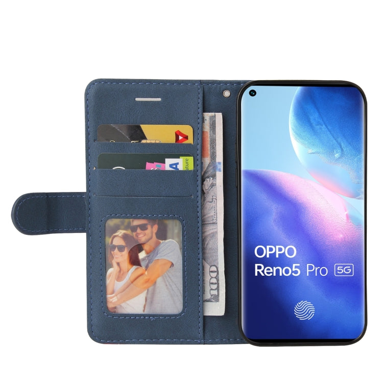 For OPPO Reno5 Pro 5G Dual-color Splicing Horizontal Flip PU Leather Case with Holder & Card Slots & Wallet
