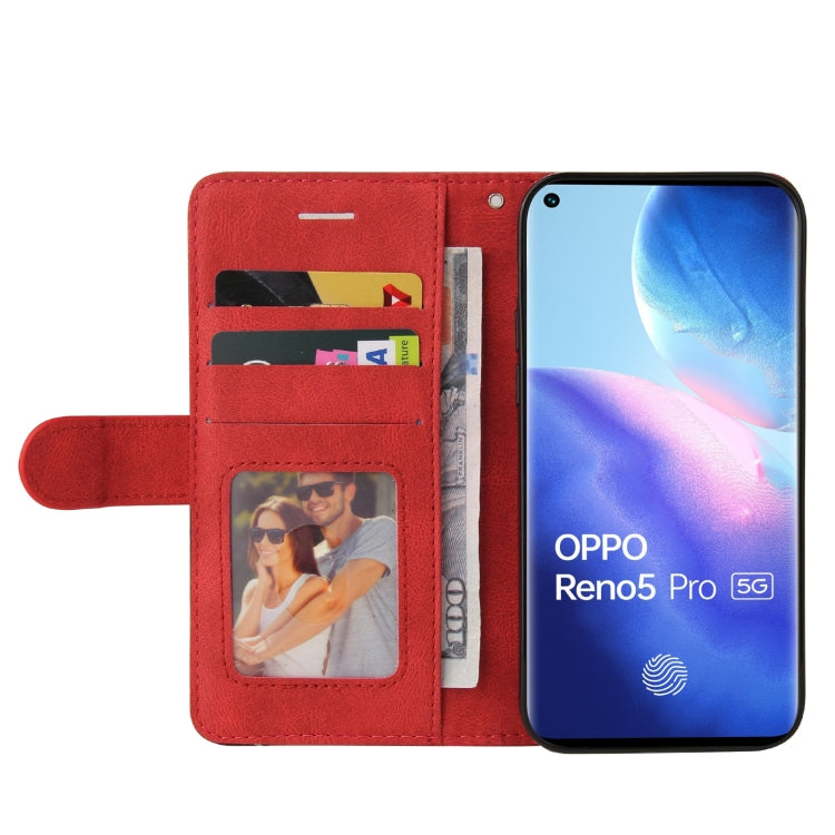 For OPPO Reno5 Pro 5G Dual-color Splicing Horizontal Flip PU Leather Case with Holder & Card Slots & Wallet